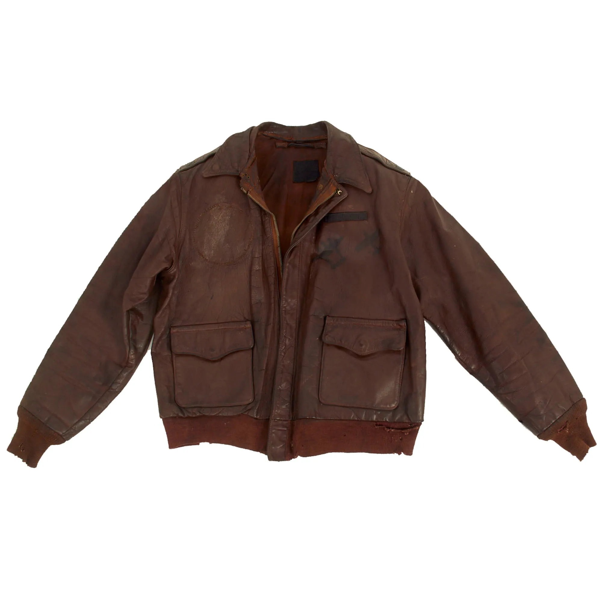 Original U.S. WWII Named Painted A-2 Leather Flight Jacket For Lt Charles W. Stover, 1st Scouting Force then 364th Fighter Group, 384th Fighter Squadron