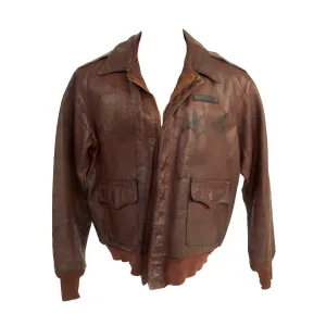 Original U.S. WWII Named Painted A-2 Leather Flight Jacket For Lt Charles W. Stover, 1st Scouting Force then 364th Fighter Group, 384th Fighter Squadron