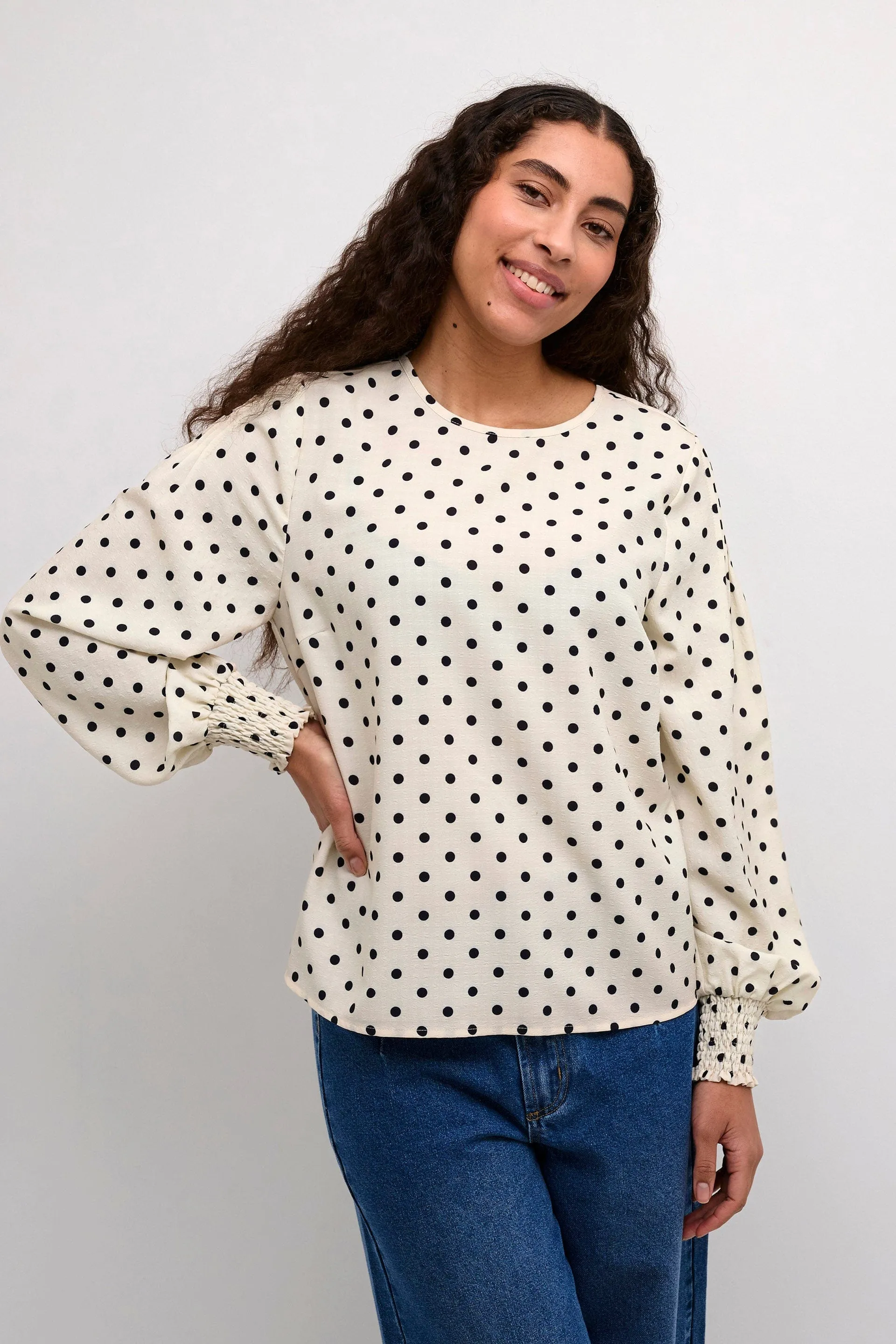 Oscarna Polka Dot Blouse - Chalk/Black Dot