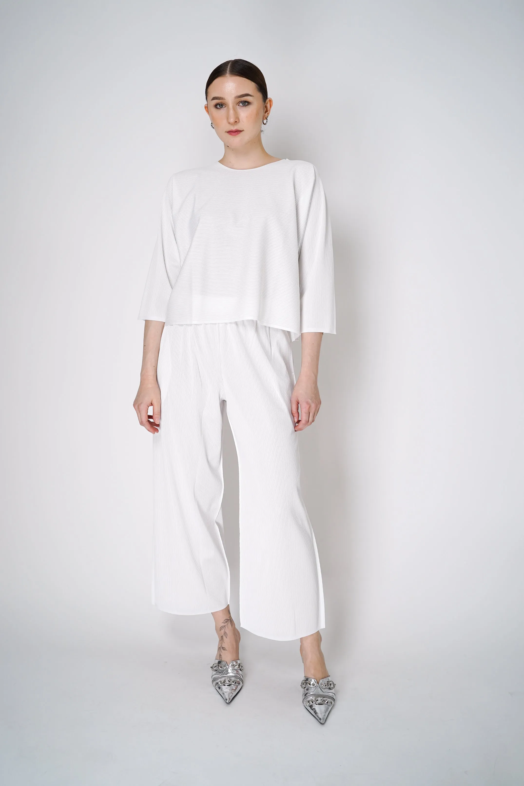 Pleats Please Issey Miyake A-Poc Form Long Sleeve Top in White
