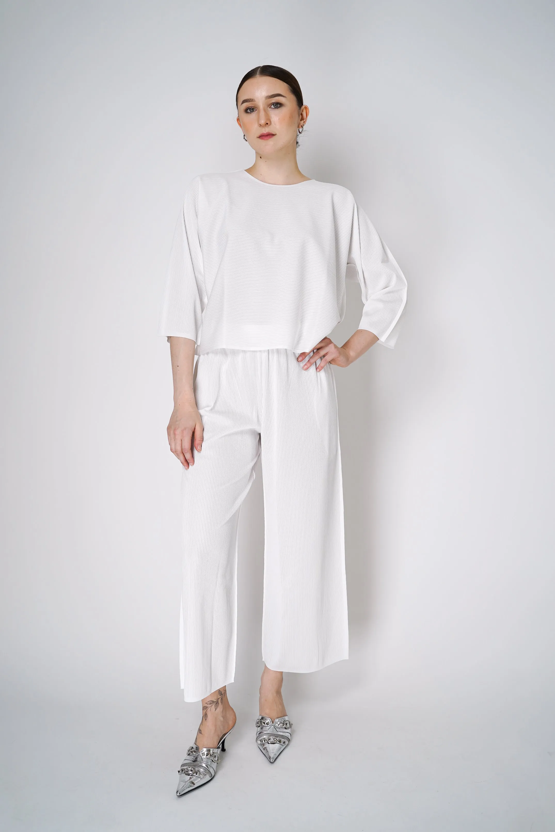 Pleats Please Issey Miyake A-Poc Form Long Sleeve Top in White