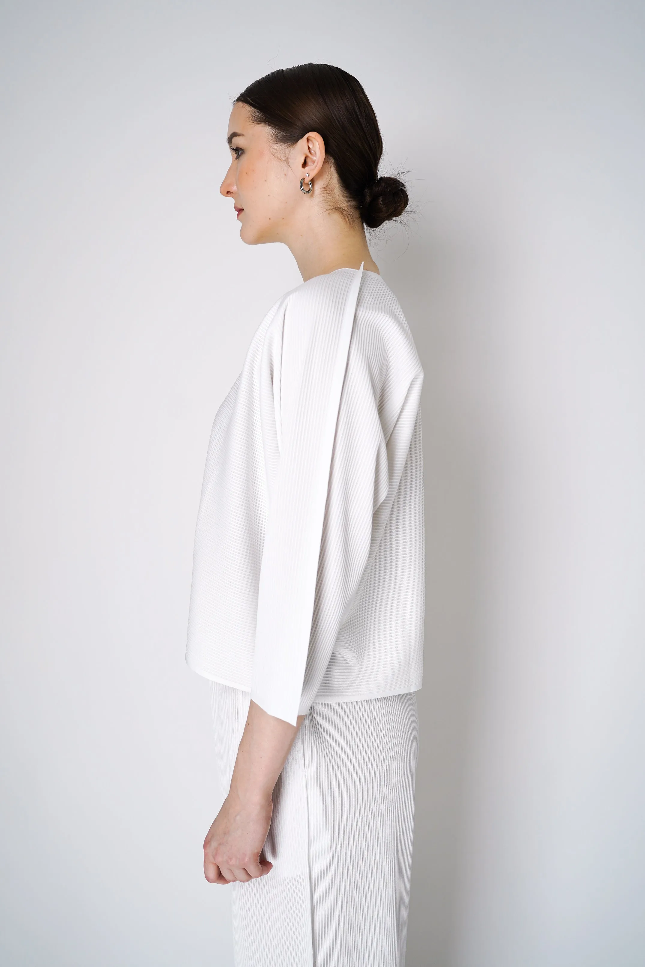Pleats Please Issey Miyake A-Poc Form Long Sleeve Top in White