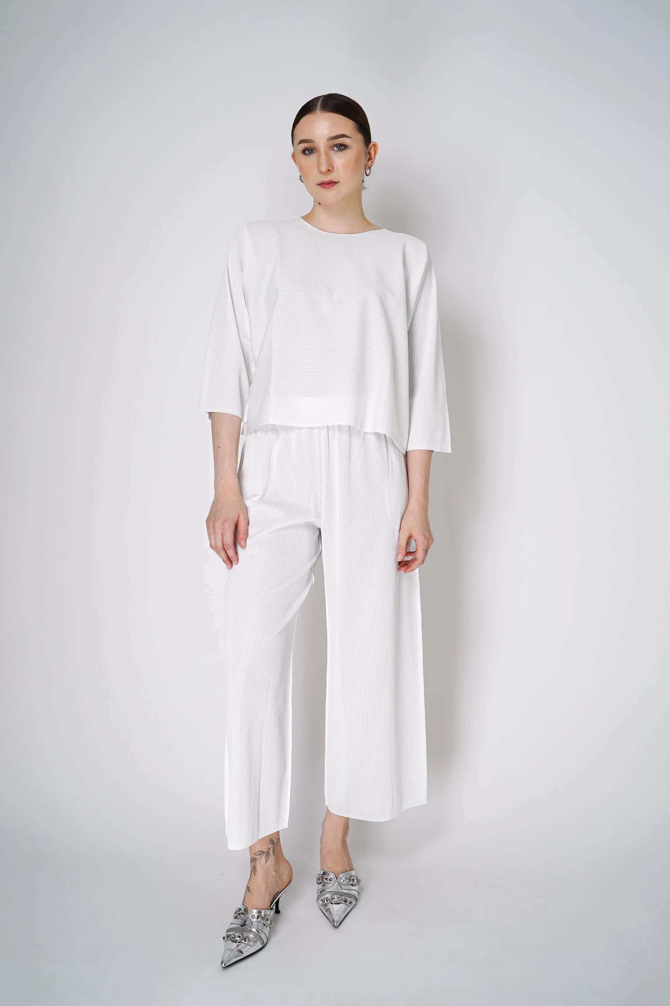 Pleats Please Issey Miyake A-Poc Form Long Sleeve Top in White