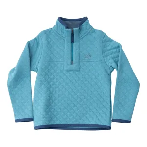 Quilted Zip Pullover in Adriatic Blue