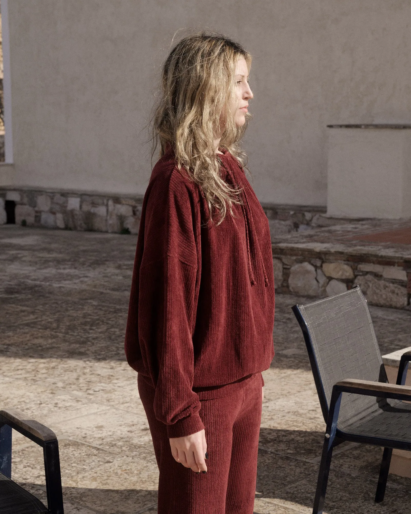 Ran Sweatshirt - Organic Cotton Terry - Aster Brown Red