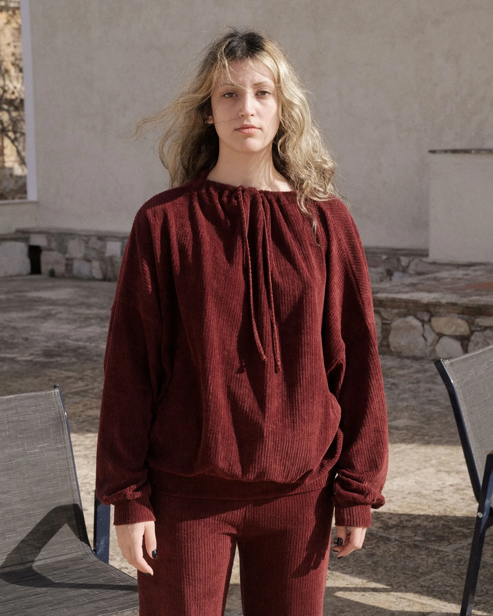 Ran Sweatshirt - Organic Cotton Terry - Aster Brown Red
