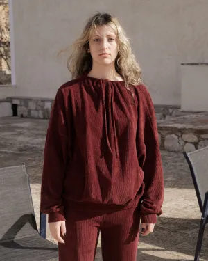 Ran Sweatshirt - Organic Cotton Terry - Aster Brown Red