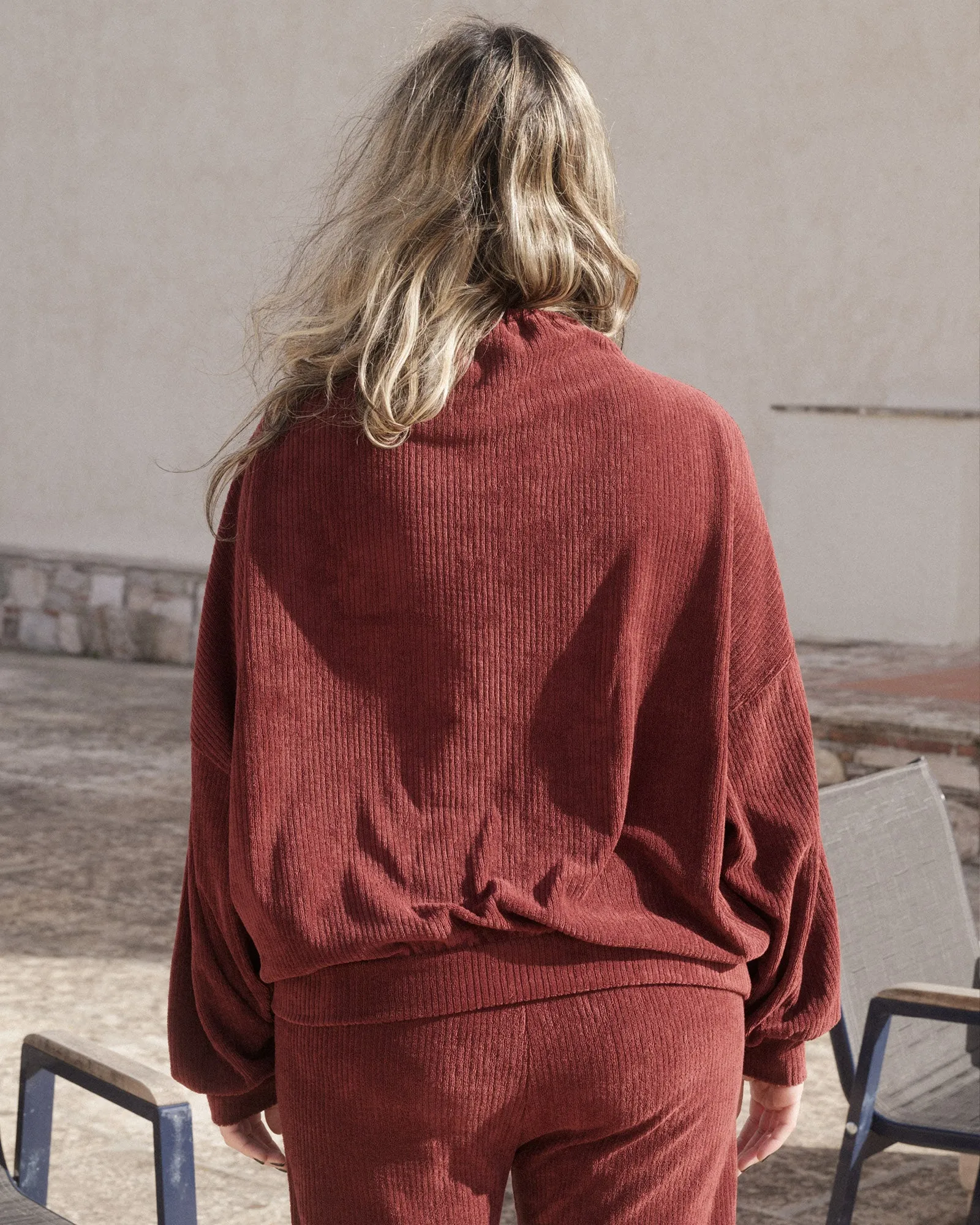 Ran Sweatshirt - Organic Cotton Terry - Aster Brown Red