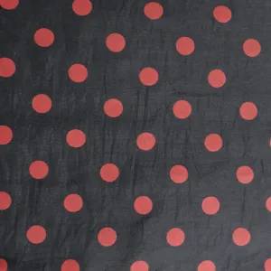 Red Polka Dots on Black Solid Cotton Blended Broadcloth