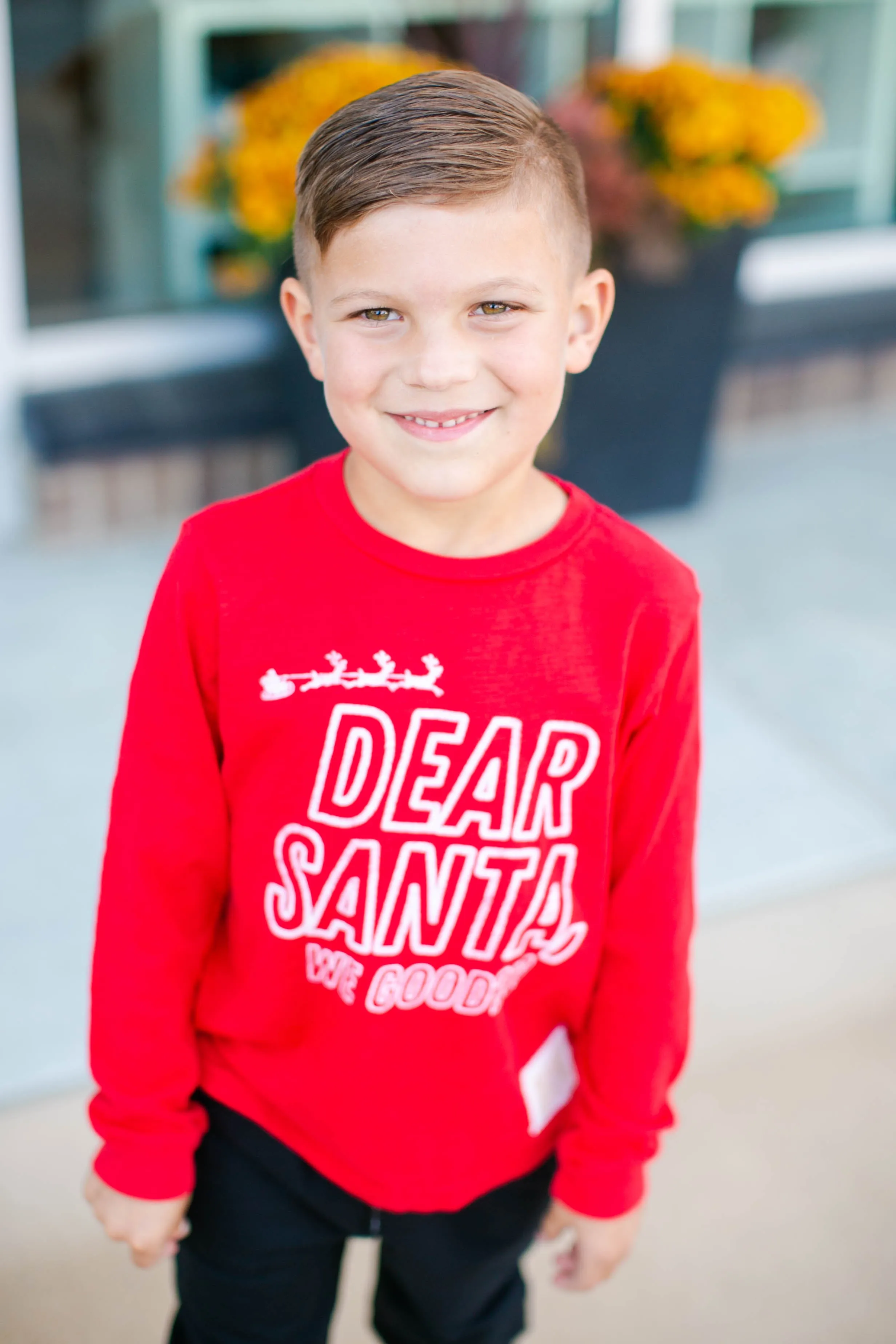 Retro Brand - Dear Santa, We Good? SLIM LS Tee in Red