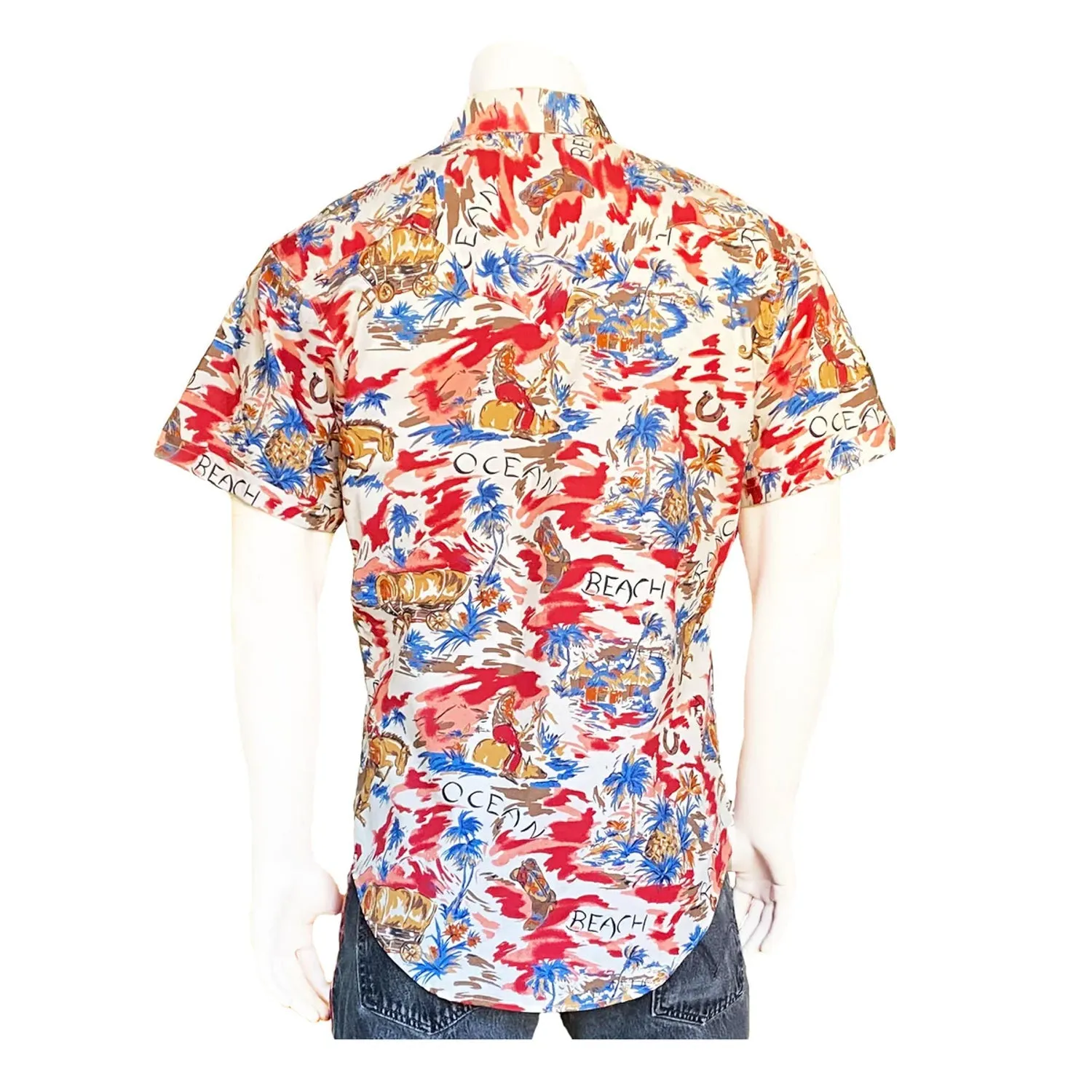 Rockmount Mens Hawaiian Print Red 100% Cotton S/S Shirt