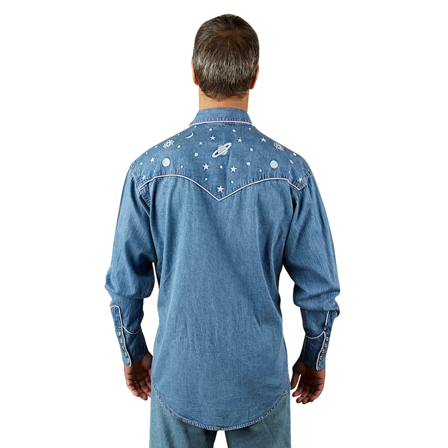 Rockmount Mens Out Of This World Denim 100% Cotton L/S Shirt