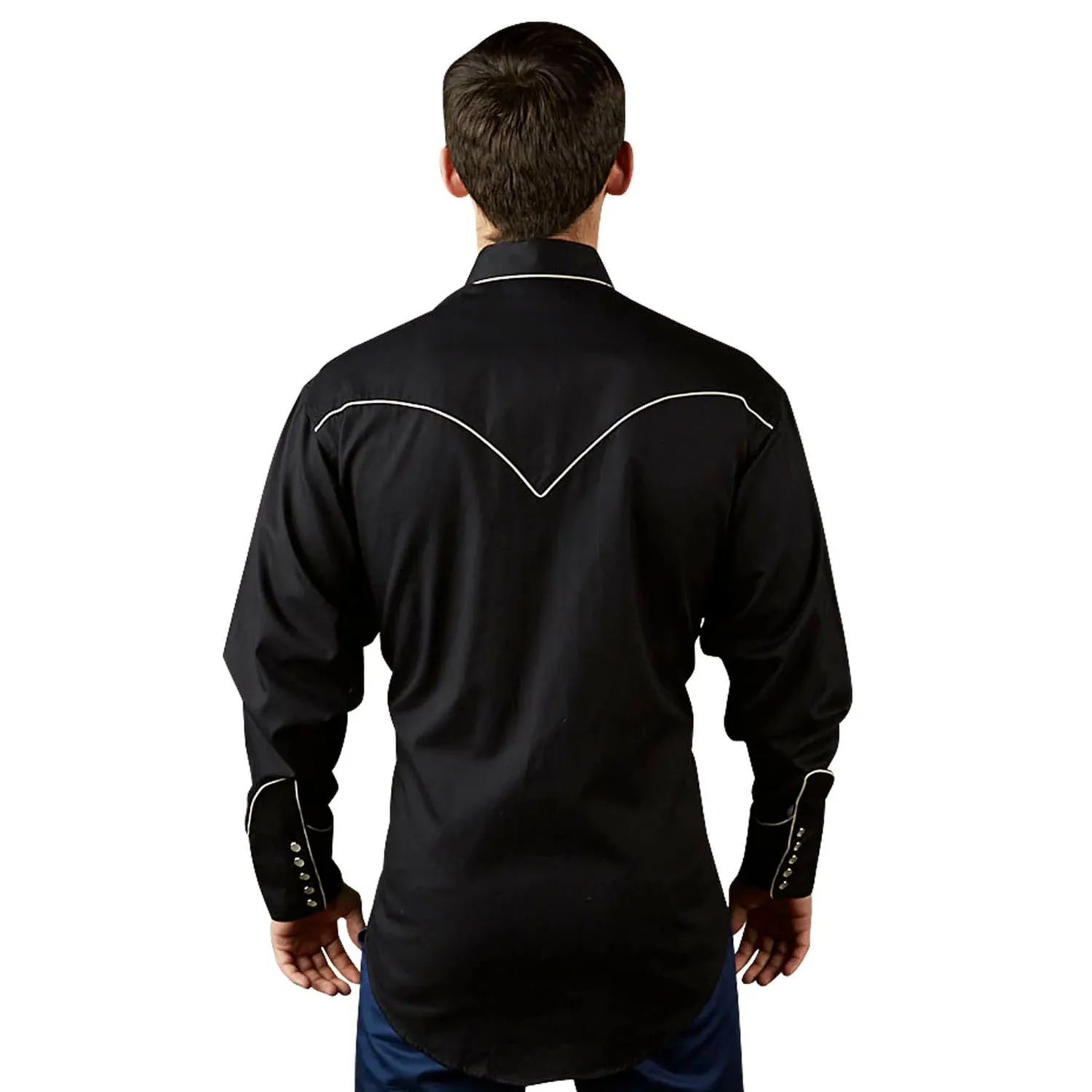 Rockmount Mens Signature Solid Black 100% Cotton L/S Shirt
