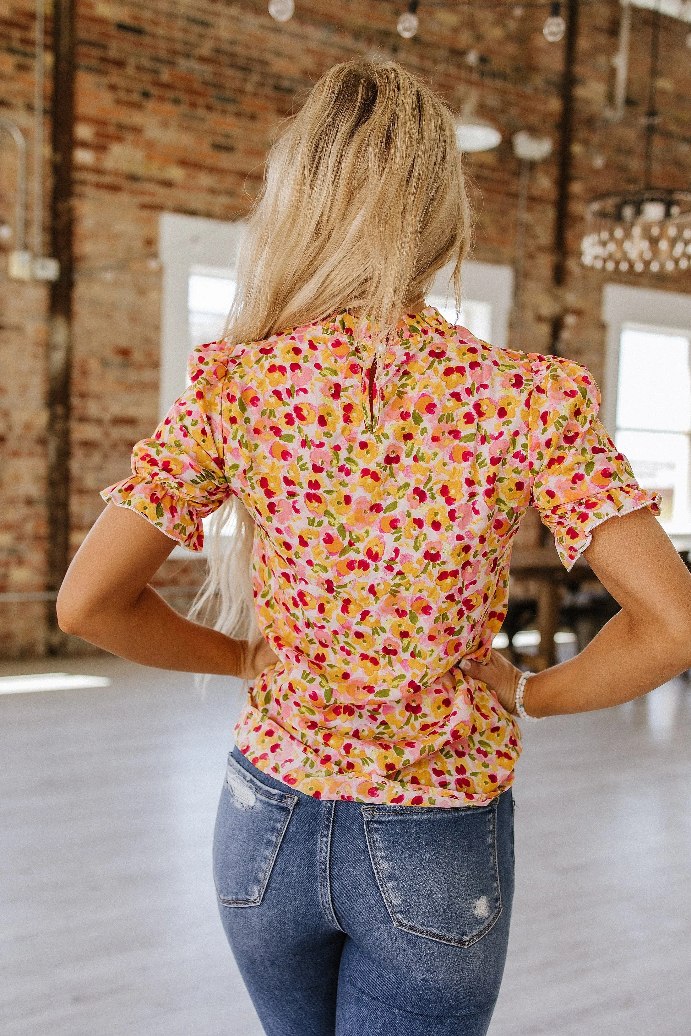 SALE - Miles Floral Mock Neck Blouse | Size Small