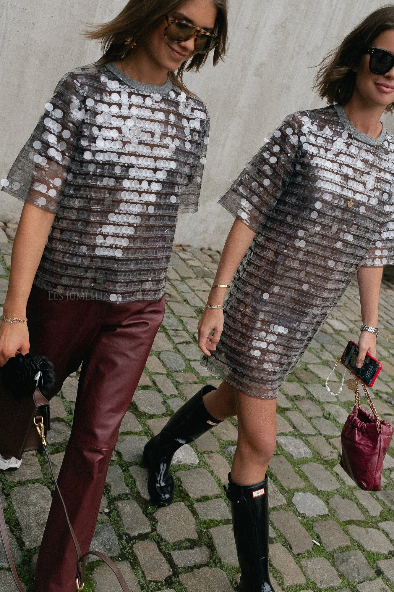 Seethrough sequins top smoky rose