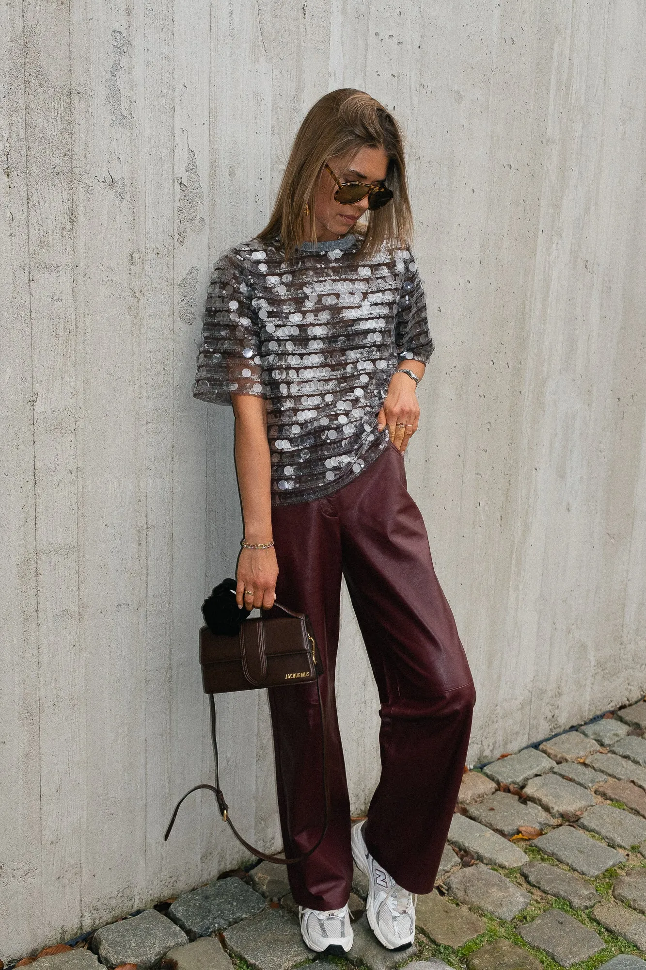 Seethrough sequins top smoky rose