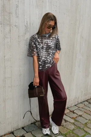Seethrough sequins top smoky rose