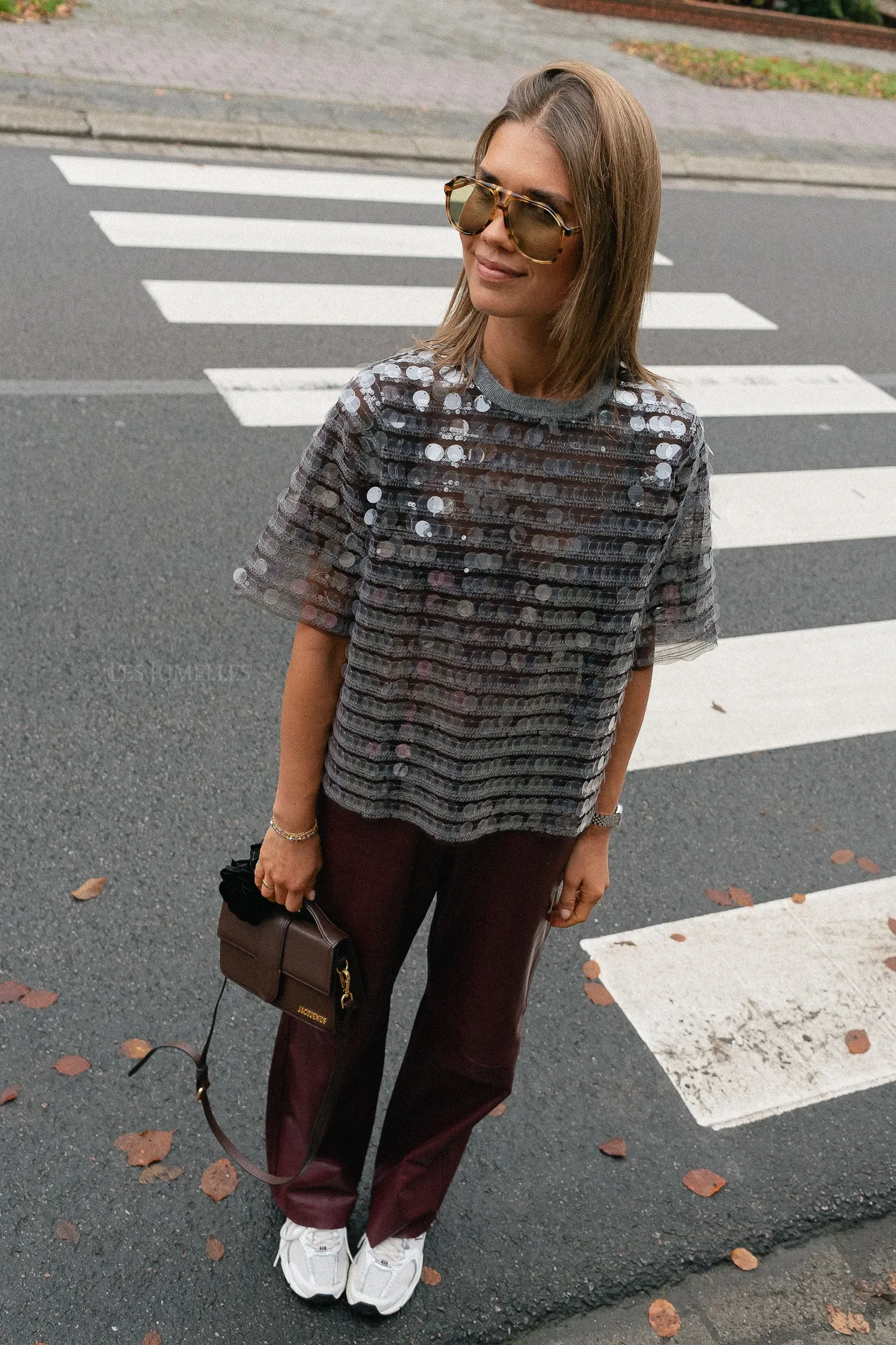 Seethrough sequins top smoky rose