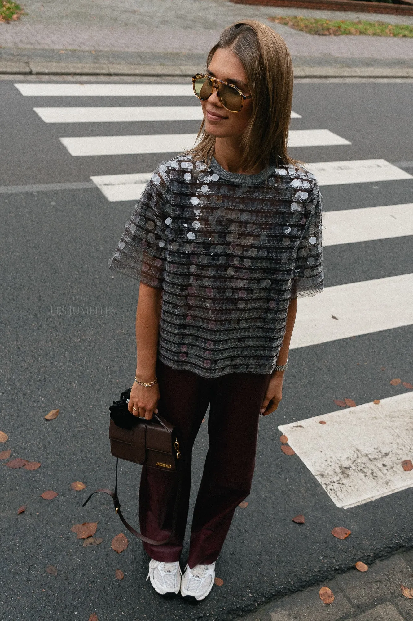 Seethrough sequins top smoky rose