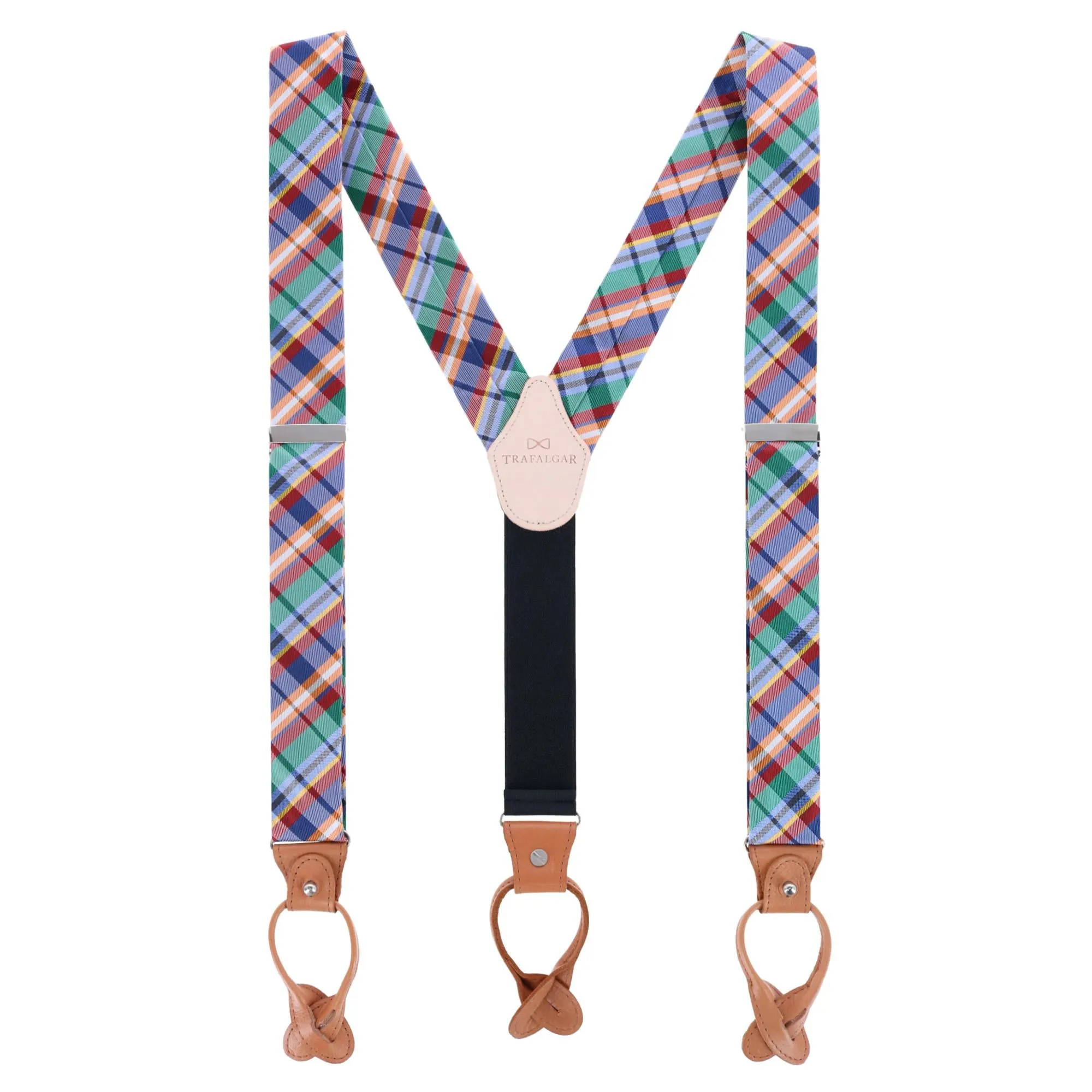 Sherwood Plaid Silk Button End Braces