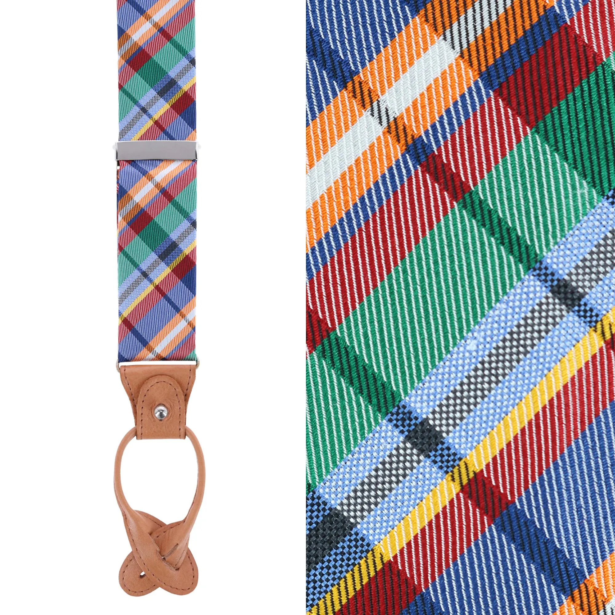 Sherwood Plaid Silk Button End Braces