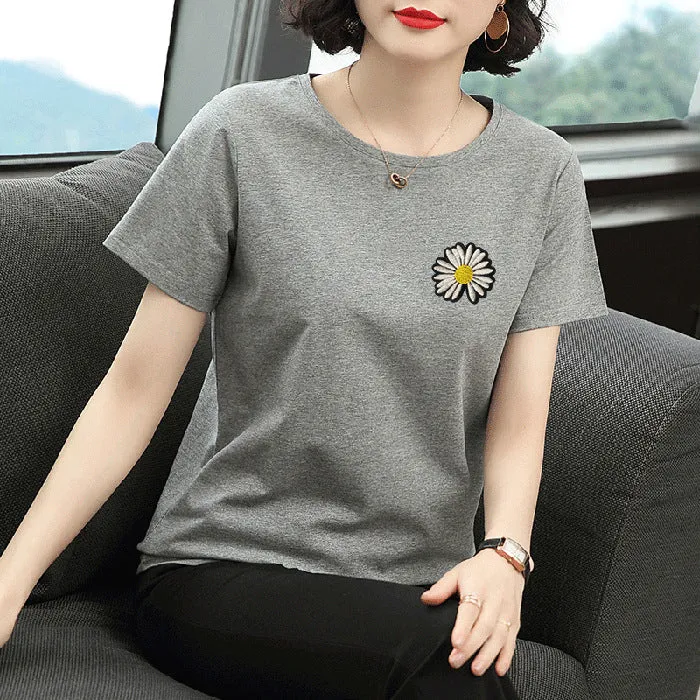 Short Sleeve T-Shirt Women Summer Trendy Printed Korean Loose Plus Size Tops T-Shirt