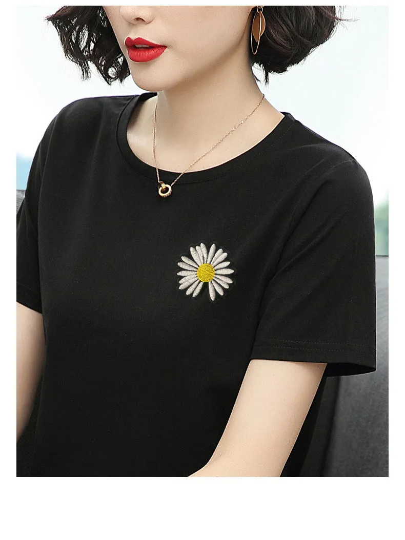 Short Sleeve T-Shirt Women Summer Trendy Printed Korean Loose Plus Size Tops T-Shirt