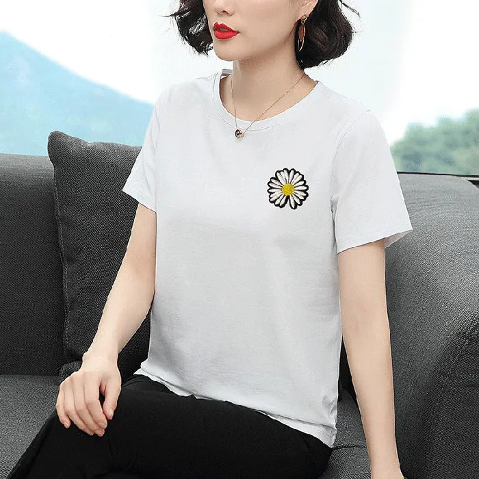 Short Sleeve T-Shirt Women Summer Trendy Printed Korean Loose Plus Size Tops T-Shirt