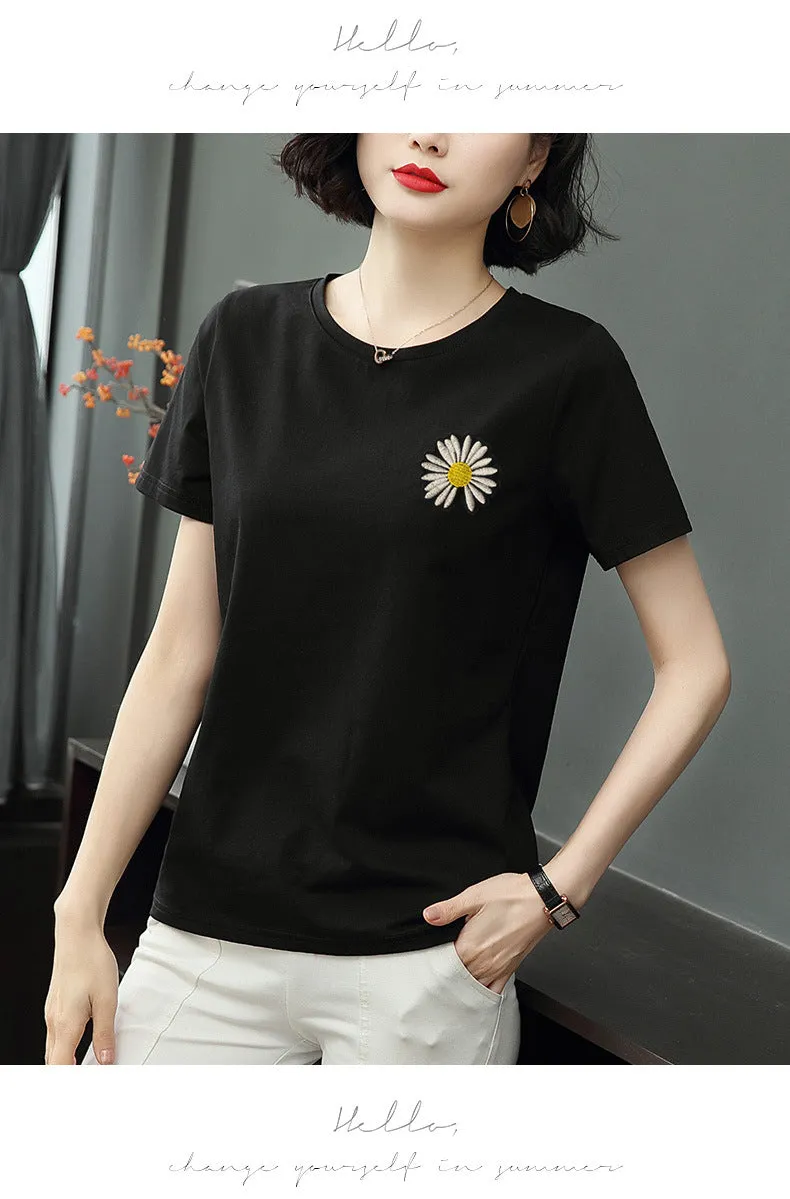 Short Sleeve T-Shirt Women Summer Trendy Printed Korean Loose Plus Size Tops T-Shirt