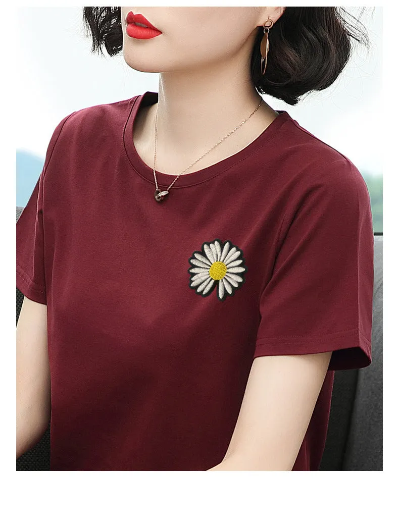 Short Sleeve T-Shirt Women Summer Trendy Printed Korean Loose Plus Size Tops T-Shirt