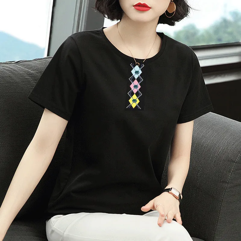 Short Sleeve T-Shirt Women Summer Trendy Printed Korean Loose Plus Size Tops T-Shirt