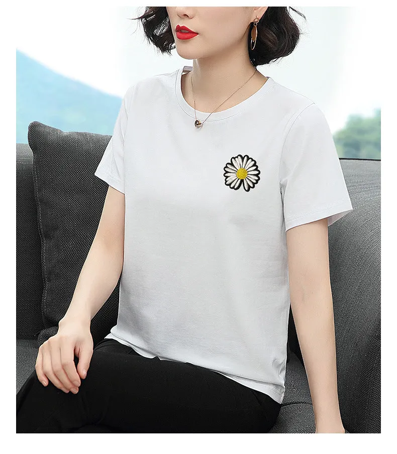 Short Sleeve T-Shirt Women Summer Trendy Printed Korean Loose Plus Size Tops T-Shirt