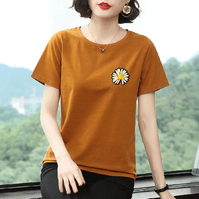 Short Sleeve T-Shirt Women Summer Trendy Printed Korean Loose Plus Size Tops T-Shirt
