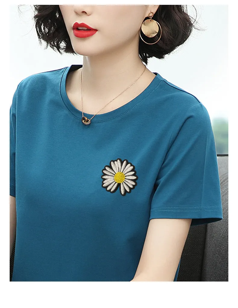 Short Sleeve T-Shirt Women Summer Trendy Printed Korean Loose Plus Size Tops T-Shirt