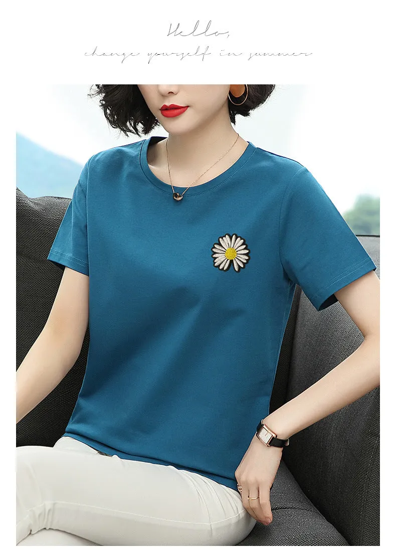 Short Sleeve T-Shirt Women Summer Trendy Printed Korean Loose Plus Size Tops T-Shirt