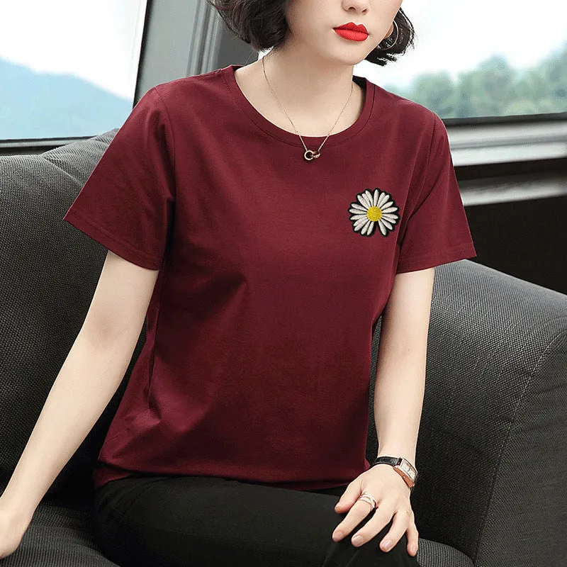 Short Sleeve T-Shirt Women Summer Trendy Printed Korean Loose Plus Size Tops T-Shirt