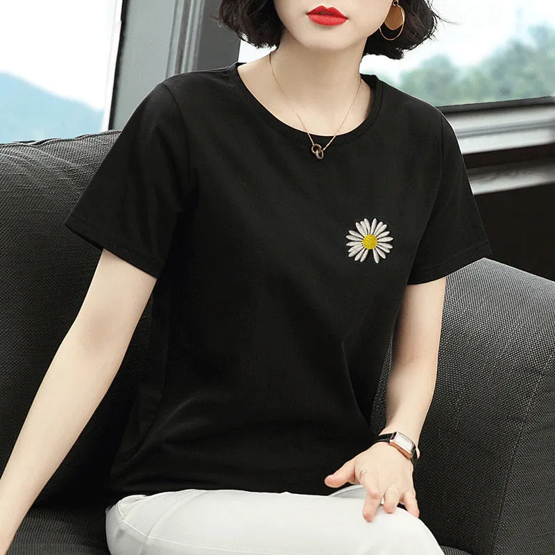 Short Sleeve T-Shirt Women Summer Trendy Printed Korean Loose Plus Size Tops T-Shirt