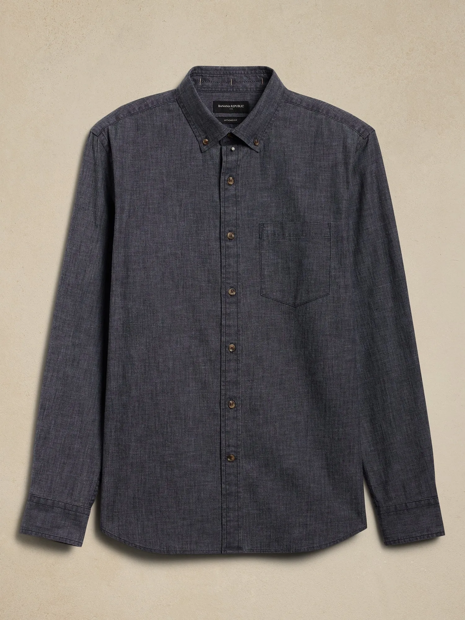 Slim Coated Chambray Shirt