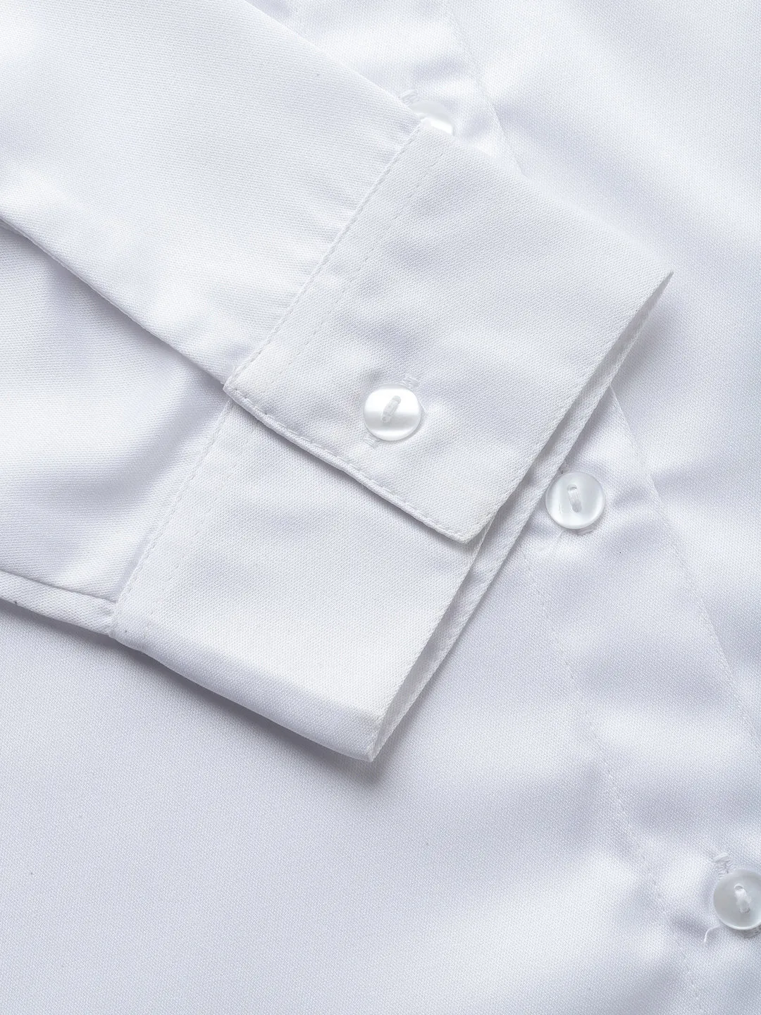 Style Quotients Women Solid White Satin Formal Shirt