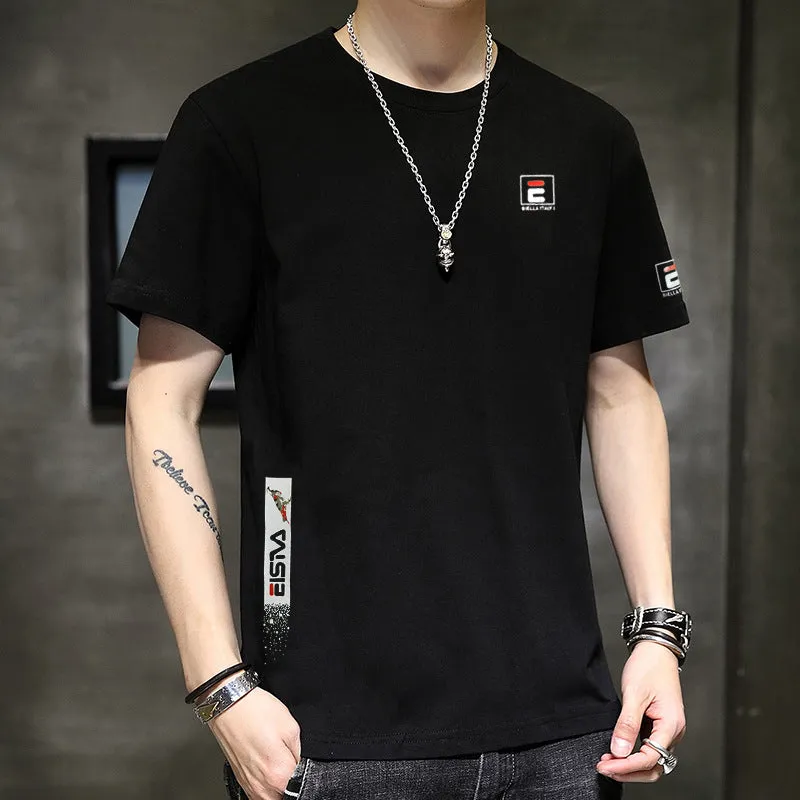 Summer Men Student Short Sleeve Printed Korean Trendy Loose T-Shirt