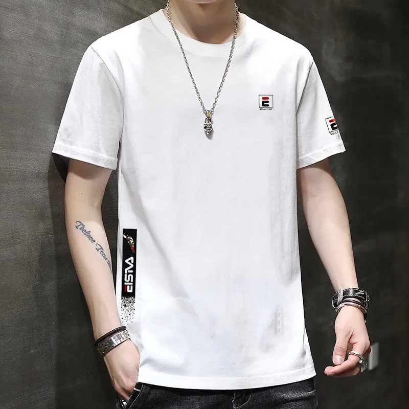 Summer Men Student Short Sleeve Printed Korean Trendy Loose T-Shirt