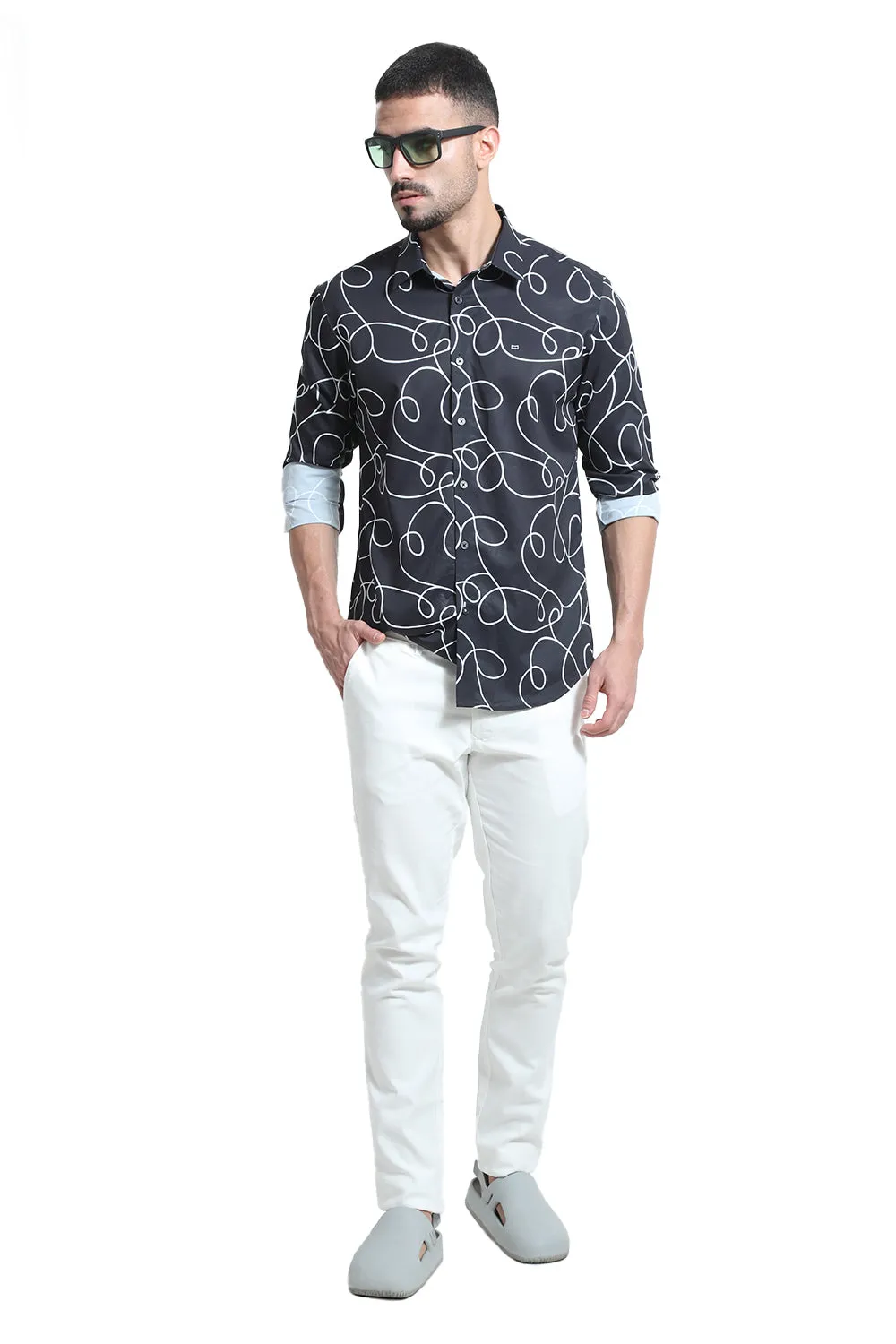 Tapered Fit Cotton Stretch Dobby Trouser