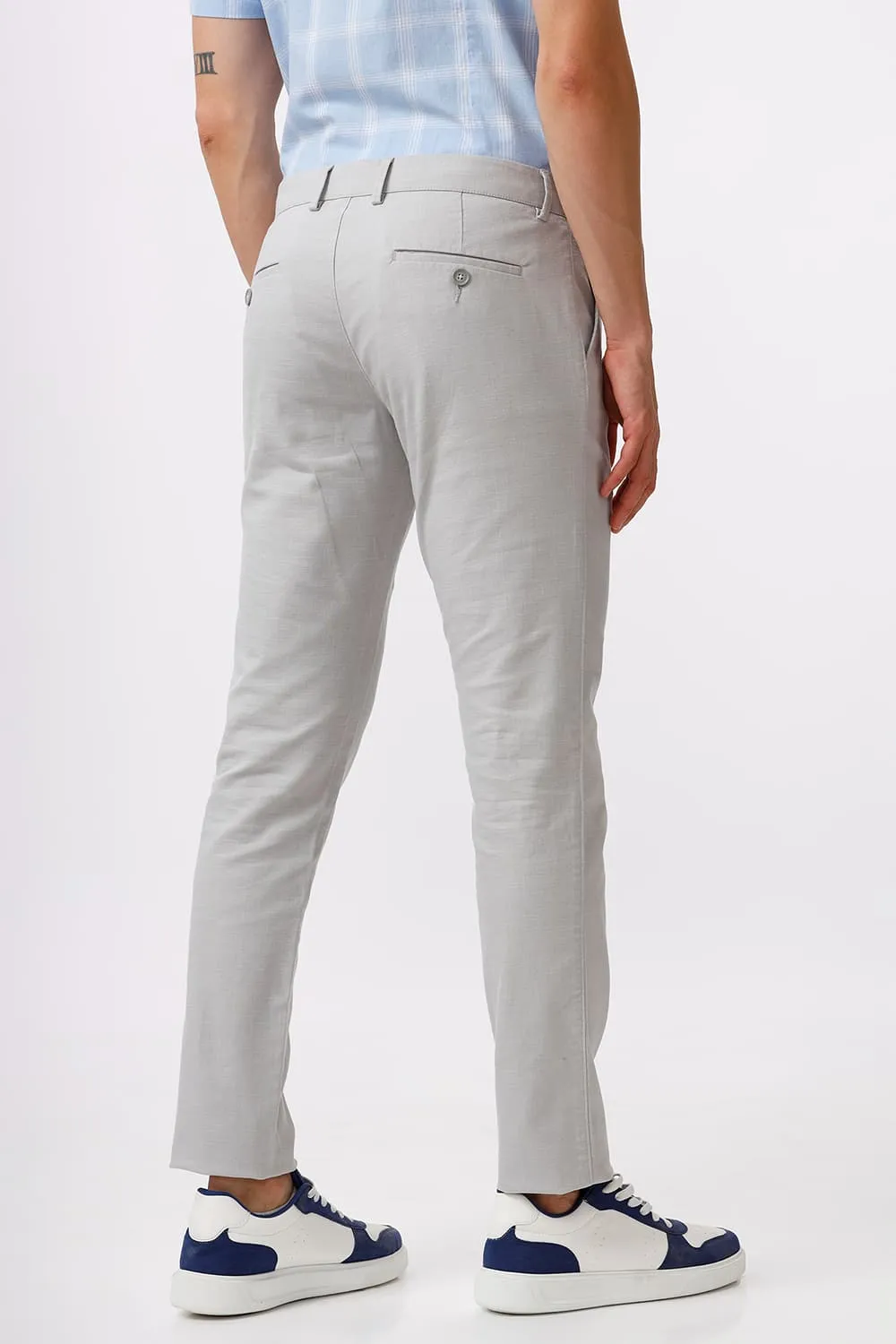 Tapered Fit Cotton Stretch Dobby Trouser