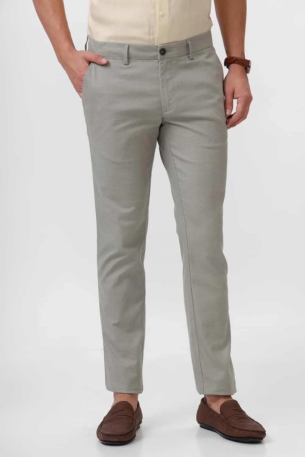 Tapered Fit Cotton Stretch Dobby Trouser
