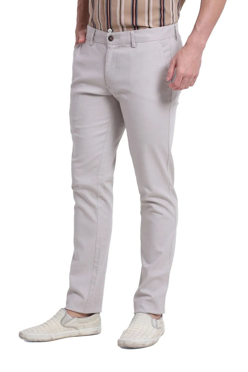 Tapered Fit Cotton Stretch Dobby Trouser