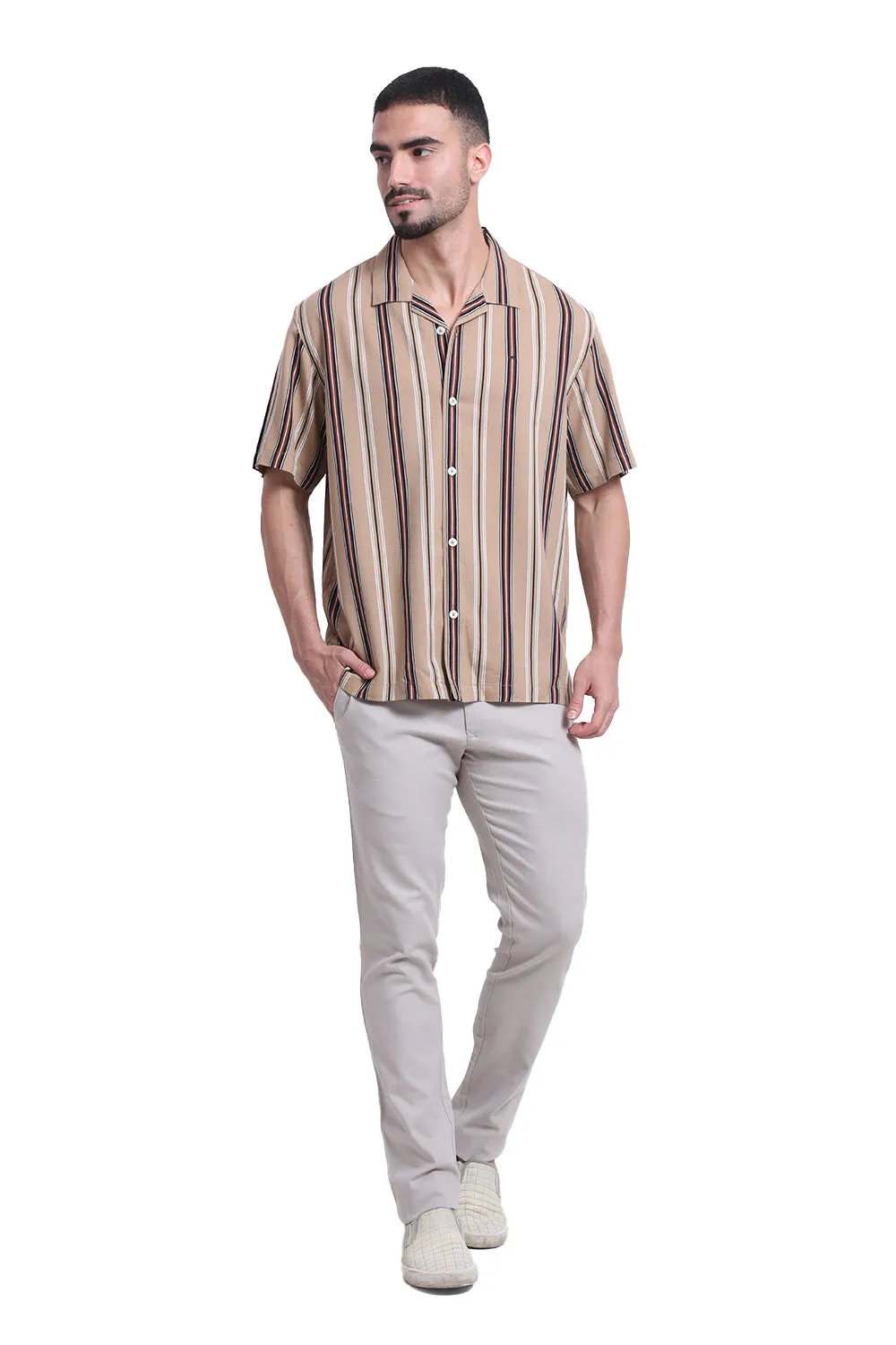 Tapered Fit Cotton Stretch Dobby Trouser