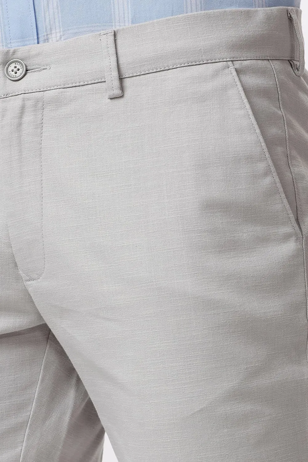 Tapered Fit Cotton Stretch Dobby Trouser