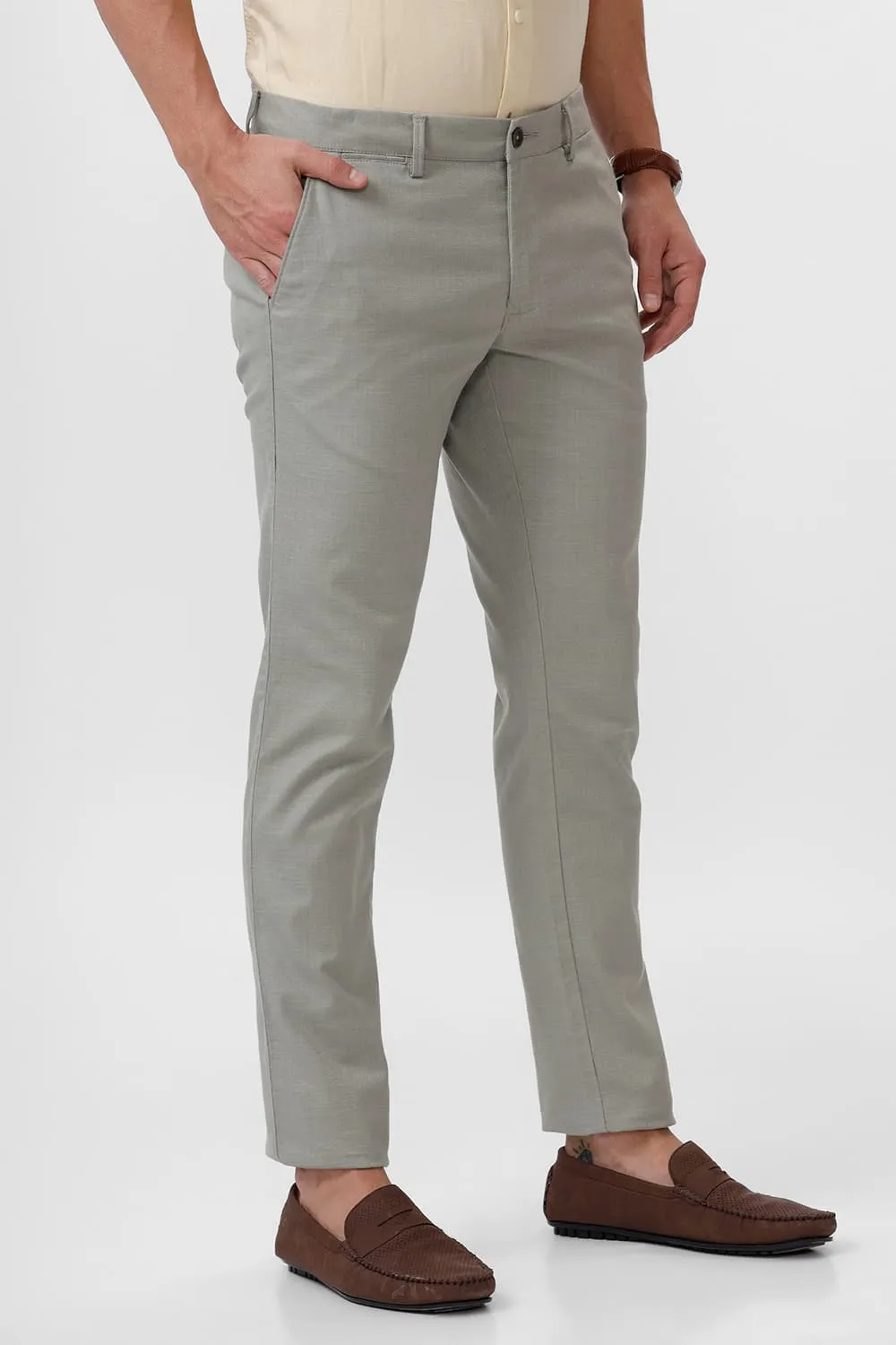 Tapered Fit Cotton Stretch Dobby Trouser