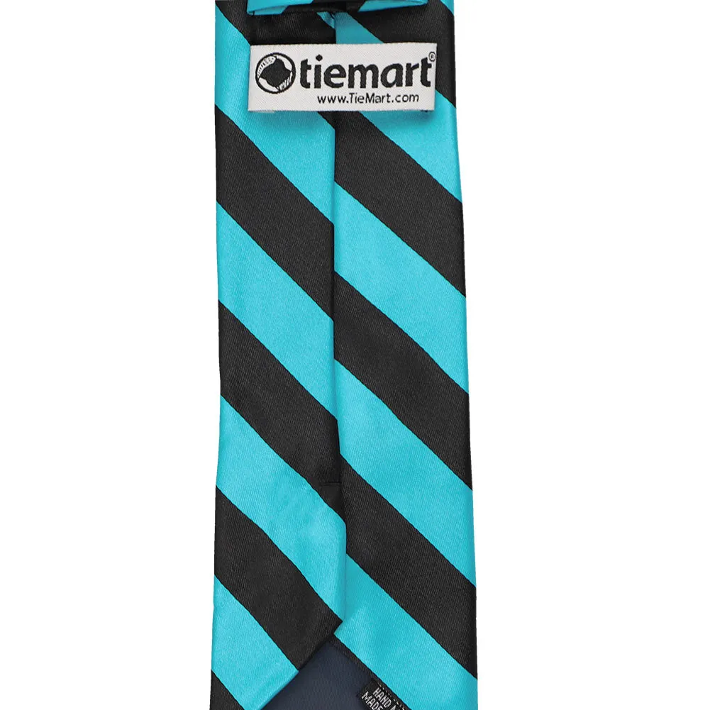 Turquoise and Black Striped Tie