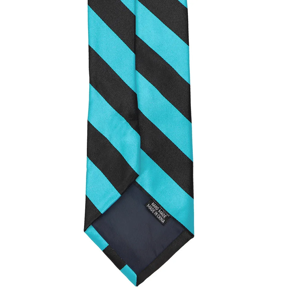 Turquoise and Black Striped Tie